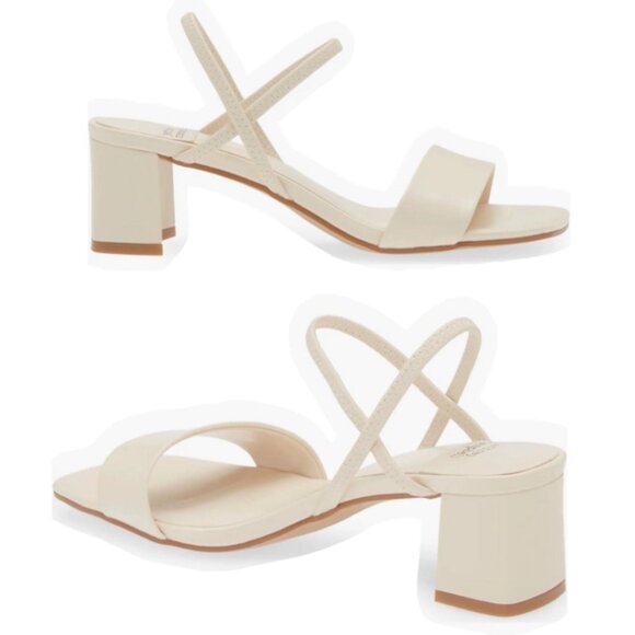 Jeffrey Campbell Adapt Sandals Slingback Cream Block Heel Sandals Size 6.5 - Picture 1 of 12